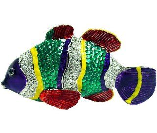 Purple Clown Fish Enameled Bejeweled Crystal Trinket Box   Jewelry Keepsake Boxes