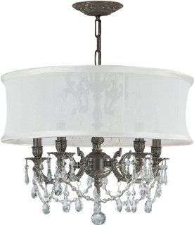 Crystorama 5535 PW SMW CL MWP, Brentwood Crystal Chandelier Lighting, 5 Light, 300 Watts, Pewter    