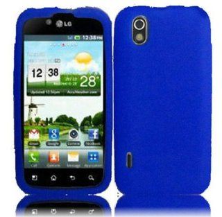 Blue Soft Silicone Gel Skin Cover Case for LG Ignite 855 Marquee LS855 Sprint LG855 Boost L85C NET10 Straight Talk Optimus Black P970 L85C Majestic US855 US Cellular Cell Phones & Accessories