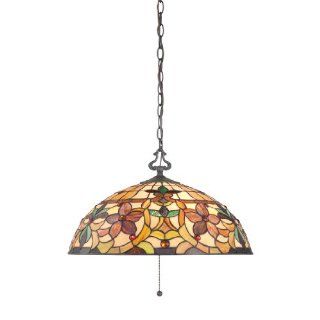 Quoizel TF878CVB Kami 3 Light Tiffany Hanging Pendant Lamp with 360 Pieces of Tiffany Glass, Vintage Bronze   Ceiling Pendant Fixtures  
