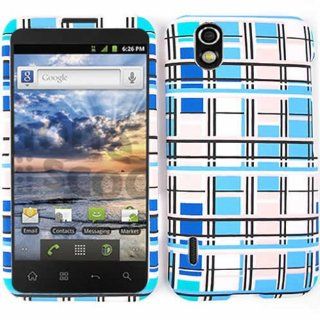 ACCESSORY MATTE COVER HARD CASE FOR LG MARQUEE / IGNITE LS 855 BLUE WHITE BLOCKS Cell Phones & Accessories