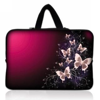 16" 17" 17.3" 17.6" Inch Laptop Bag (With 1 Free Sticker) Sleeve Case with Hidden Handle for Macbook Pro 17 / Dell / Acer V3 / Lenovo / Samsung / Asus and More in Pink Butterflies Computers & Accessories