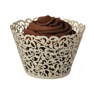 Flower Vine Filigree Lace Cutout Cupcake Wrappers Wraps Liners Wedding Party Cake Decoartion Toys & Games