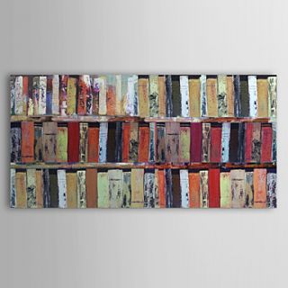 Hand Painted Oil Painting Abstract Bookshelf with Stretched Frame Ready to Hang