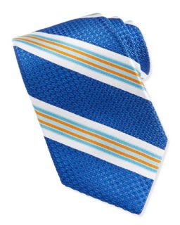 Cosmopolitan Stripe Textured Silk Tie, French Blue