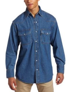 Key Apparel Men's Long Sleeve Western Snap Denim Shirt Button Down Shirts Clothing