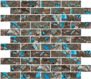 1x3 Inch Bronze Turquoise Semi Precious Stone Subway Tile Reset In Running brick Layout   Glass Tiles  