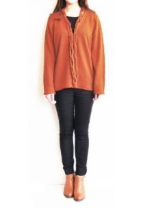 Sue Sue C Women's Cable Knit Embellished Front Cardigan Sweater Plus Size 2M Orange