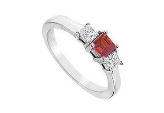 Unique Jewelry UBJ2374W14DR Ruby and Diamond Engagement Ring  14K White Gold   1.00 CT TGW  Size 7 Unique Jewelry Jewelry