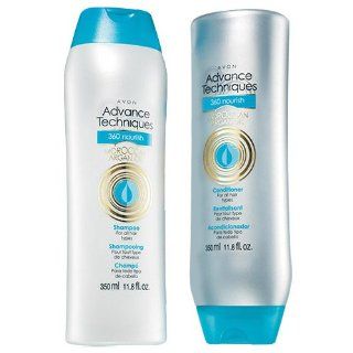 Avon Advance Techniques 360 Nourish Moroccan Argan Oil Shampoo & Conditioner Set (11.8 fl oz)  Shampoo And Conditioner Sets  Beauty