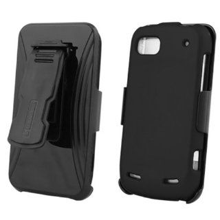 Boost Mobile ZTE Warp Sequent N861 Black Cover Case + Kickstand Belt Clip Holster + Naked Shield Screen Protector Cell Phones & Accessories