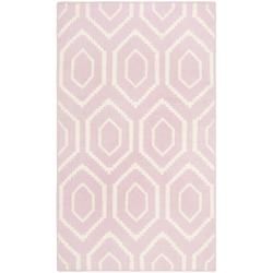 Safavieh Hand woven Moroccan Dhurrie Pink/ Ivory Wool Rug (3 X 5)