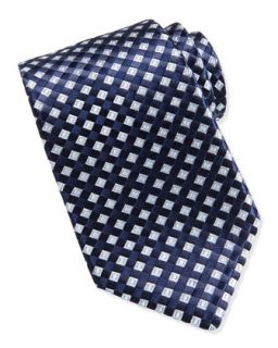 Windsor Basketweave Silk Jacquard Tie, Navy