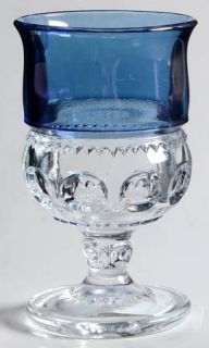 Tiffin Franciscan KingS Crown Blue Flashed (Top Only) Claret Wine   Stem 4016,C