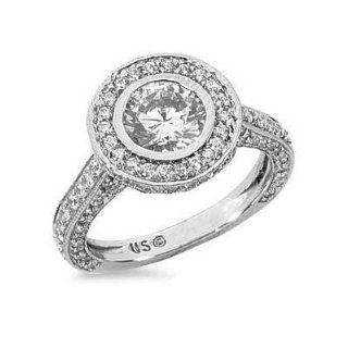 3.30 Ct. Designer Diamond Engagement Ring with Side Stones Jewelry
