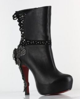 HADES MCQUEEN Black leather Platform Ankle Boots BLACK, 9 Shoes