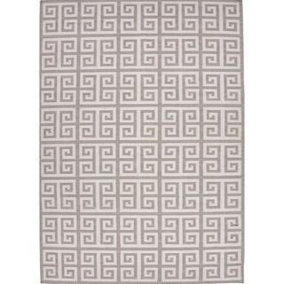 Handmade Flat Weave Geometric Gray/ Black Wool Rug (9 X 12)