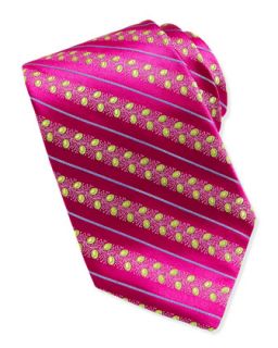 Vine Striped Silk Jacquard Tie, Fuchsia