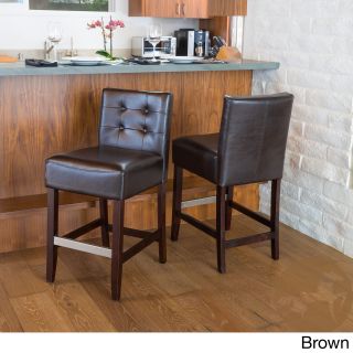 Christopher Knight Home Tate Tufted Leather Counter Stools (set Of 2)