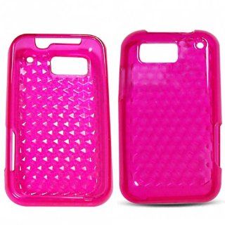 Soft Skin Case Fits Motorola MB525 Defy Transparent Hexagonal Pattern Pink TPU Skin T Mobile Cell Phones & Accessories