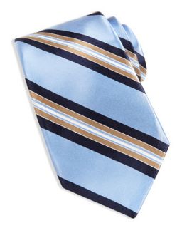 Subway Striped Silk Tie, Light Blue
