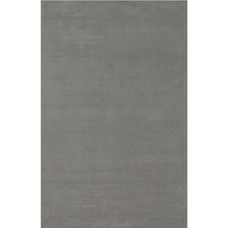 Hand loomed Solid Pattern Grey Rug (8 X 10)