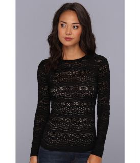 BCBGMAXAZRIA Fae L/S Lace Top Womens Sweater (Black)