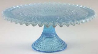 Fenton Hobnail Blue Opalescent Round Cake Stand   Blue Opalescent