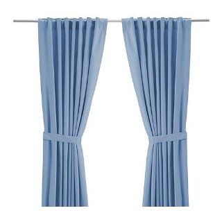 Ikea RITVA Window Curtains, 2 Panes Drapes 57x 118 " Hidden Tabs Light Blue   Window Treatment Draperies