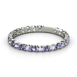 Rich & Thin Band 14K White Gold Ring with Iolite & Tanzanite Jewelry