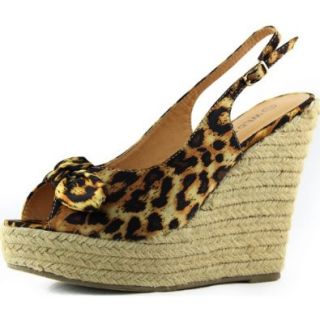 Wild Diva Women's Ronat 05 Wedge Sandal,Leopard,7 M US Shoes
