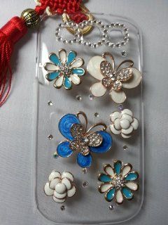 Handmade 3d Bling Diamond Butterfly Lanyards Pendant Crystal Case Cover for Samsung Galaxy S3 I9300 Cell Phones & Accessories