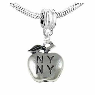 "Ny Ny " New York Apple Charm Dangle Bead Fits Pandora Troll Chamilia Biagi Compatible Jewelry
