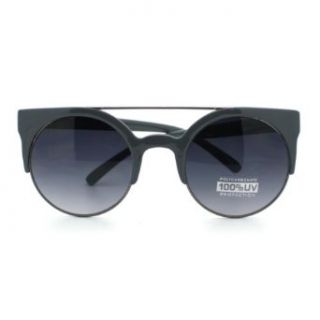 Grey Super Fashion Half Rim Perfect Circle Lens Sunglasses Clothing