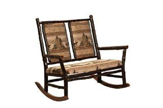 Amish Rustic Hickory Grandpa Double Rocker   Rocking Chairs