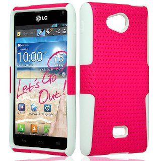 Hot Pink Hard Soft Gel Dual Layer Mesh Cover Case for LG Spirit 4G MS870 Cell Phones & Accessories