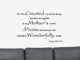 For You Created My Inmost Being Psalm 13913 14 Vinyl Wall Art Decal Sticker Home Decor   Bible Scripture Wall Art