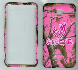 LG ESCAPE P870 SALEEN 870 phone case cover snap on hard rubberized faceplate protector camouflage MOSSY OAK PINK REAL TREE GIRLS HUNTER Cell Phones & Accessories