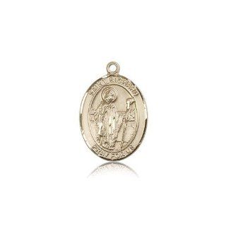 Large Detailed Men's 14kt Solid Gold Pendant Saint St. Richard Medal 1 x 3/4 Inches Large Families 7093  Comes with a Black velvet Box Jewelry