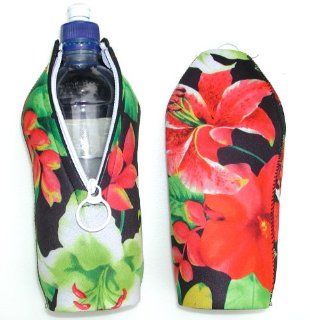 Zip Up Neoprene Koozies, Coolies for 16 oz. to 20 oz. Plastic Soda and Water Bottles   Set of 2 Floral Print. Great for Back to School, Lunches, Outdoor Picnics  Outdoor And Patio Products  Patio, Lawn & Garden