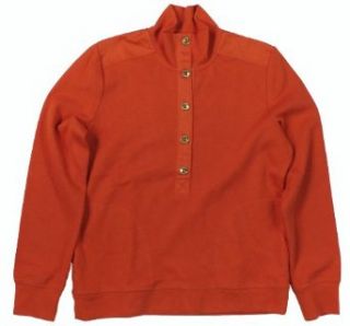Lauren Ralph Lauren Women's Ribbed Mockneck Henley Shirt (Coast Orange) (Large)