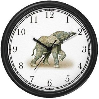 Baby African Elephant Wall Clock by WatchBuddy Timepieces (Black Frame)  