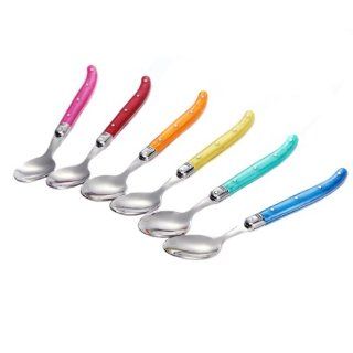 CuCut Stainless Steel Coffee / Dessert / Ice Cream Spoon with Colourful Handle, Set of 6 Kitchen & Dining