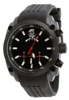 Military Special Forces Men's Black IP Silicone Strap Military Spec Chronograph Watch Watches