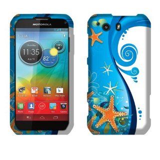 Faceplate Hard Plastic Protector Snap On Cover Case Motorola Photon Q 4G LTE XT897, Blue Ocean Wonder 2D Silver Texture Cell Phones & Accessories