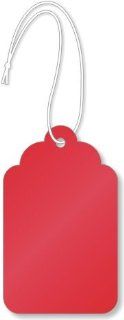 #8 (2 7/8" x 1")   Red Merchandise Tag (with strings), Merchandise 12pt Tag, 1000 Tags / Pack, 1.75" x 2.875"  Blank Labeling Tags 