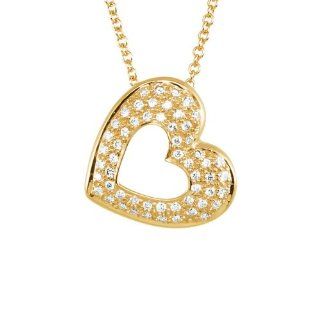 Lux Yellow Gold 1/4 Ctw Diamond Heart Necklace Pendant Necklaces Jewelry