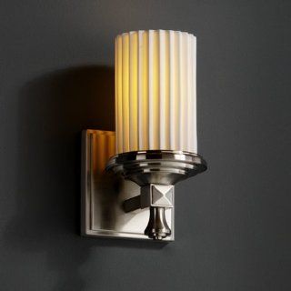 Limoges Deco 5 inch Nickel & Porcelain 1 Light Cylinder Pleats Bathroom Light   Lighting Products  