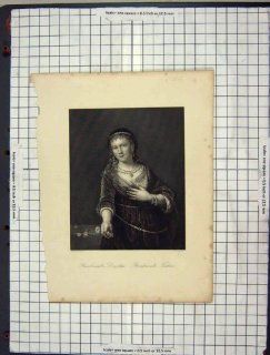 C1880 Portrait Rembrandt Daughter Pound Engraving   Prints