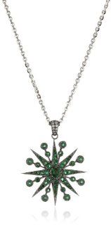 Colette Steckel "Galaxia" 18k Gold Green Starburst Pendant Necklace with Chain Jewelry